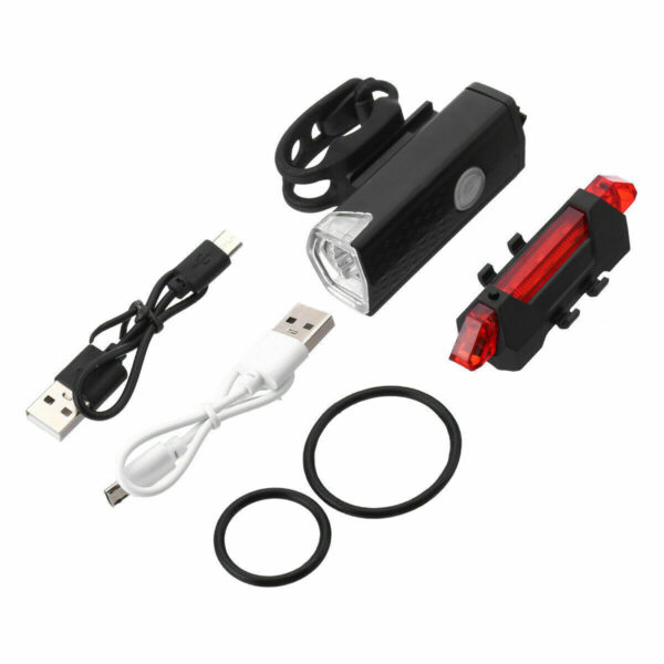 USB Rechargeable LED Bicycle Headlight & Rear Light, Multiple Flash and Light Modes - Image 9