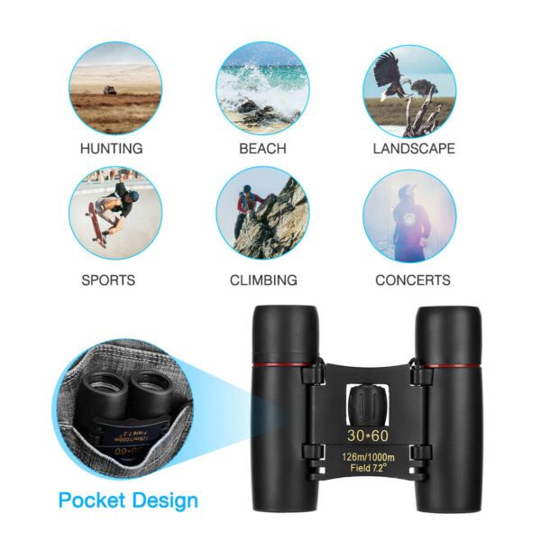 Compact FoldingTravel Binoculars 30x60 Zoom - Image 6