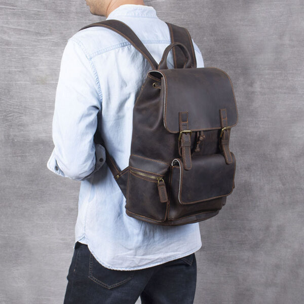 Genuine Leather Rucksack Hiking Trail Bag