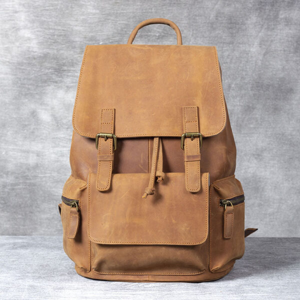Genuine Leather Rucksack Hiking Trail Bag - Image 5