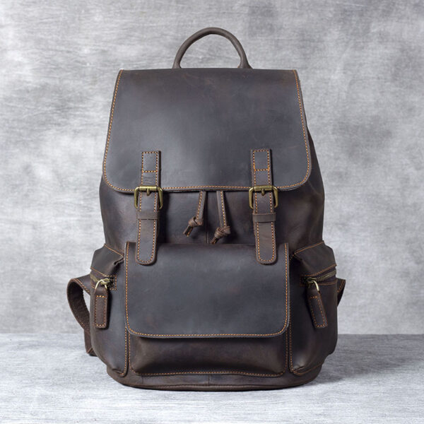 Genuine Leather Rucksack Hiking Trail Bag - Image 2
