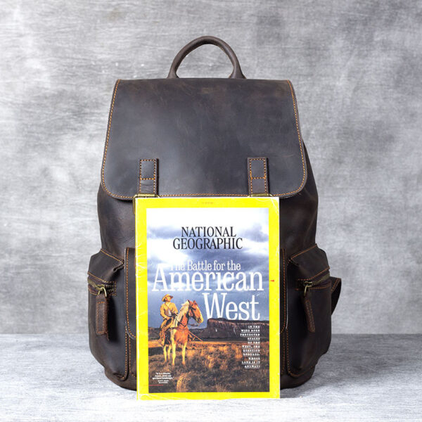 Genuine Leather Rucksack Hiking Trail Bag - Image 3