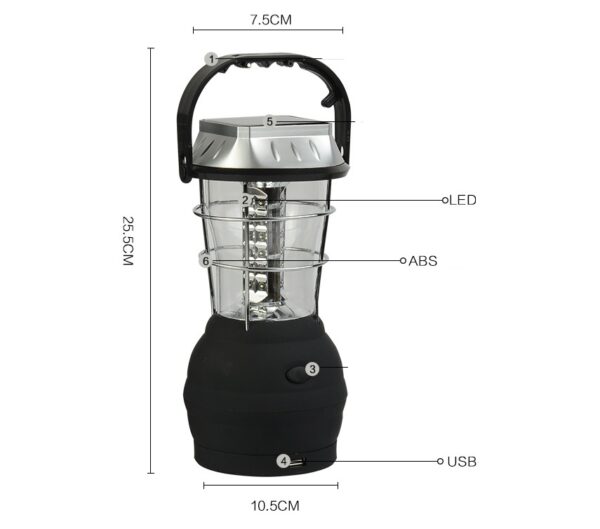 Solar LED Camping Lantern with Solar, Crank, or USB Charge - Image 7