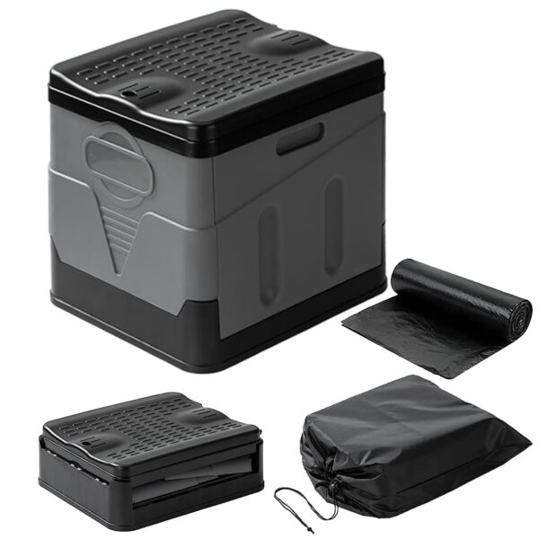Collapsible Portable Toilet With Lid and Storage Pouch - Image 7