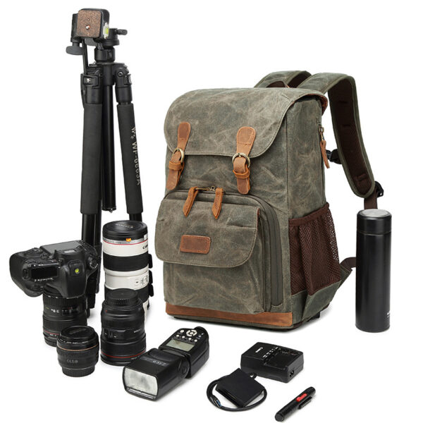 Canvas Knapsack Camera Bag Backpack - Image 4