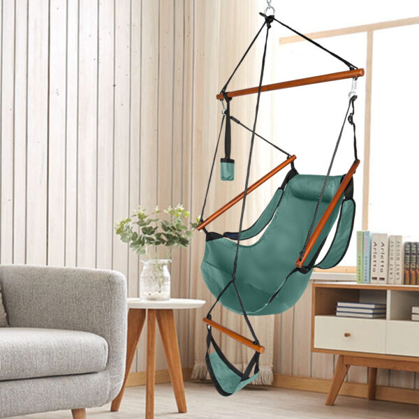 Lightweight Portable Hanging Sling Chair with Cupholder & Footrest - Image 4
