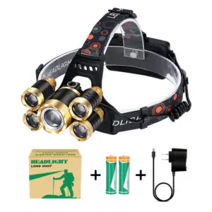 Super Bright Five-Light Head Mounted Flashlight, 2200 Lumens