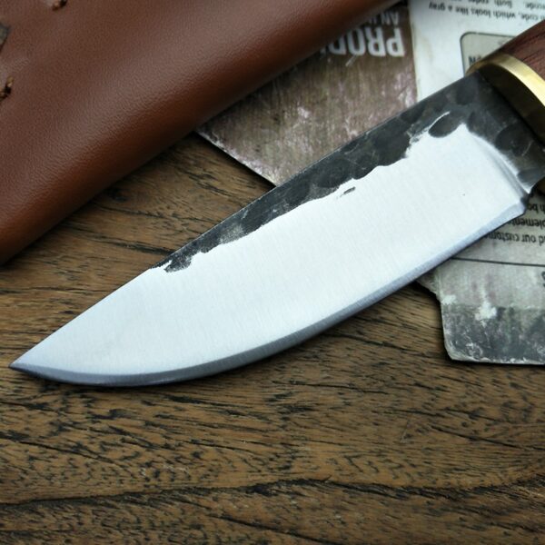 Outdoor Survival Knife With Mahogany Handle and Sheath - Image 5