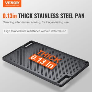 VEVOR Reversible Grill & Griddle, Pre-Seasoned Cast Iron, Double Burner Griddle Pan