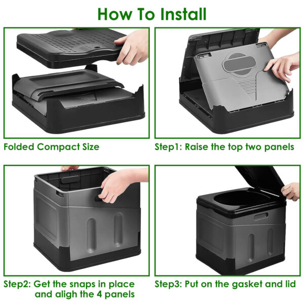 Collapsible Portable Toilet With Lid and Storage Pouch - Image 5