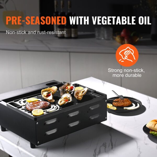 VEVOR Reversible Grill & Griddle, Pre-Seasoned Cast Iron, Double Burner Griddle Pan - Image 6