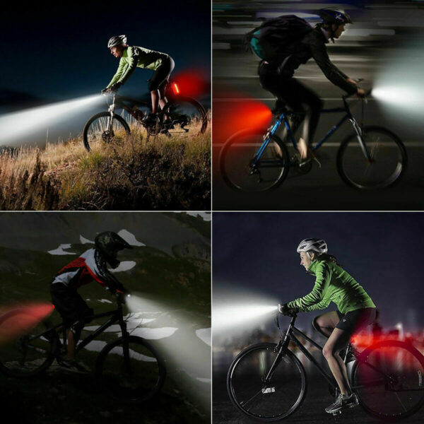 USB Rechargeable LED Bicycle Headlight & Rear Light, Multiple Flash and Light Modes - Image 8
