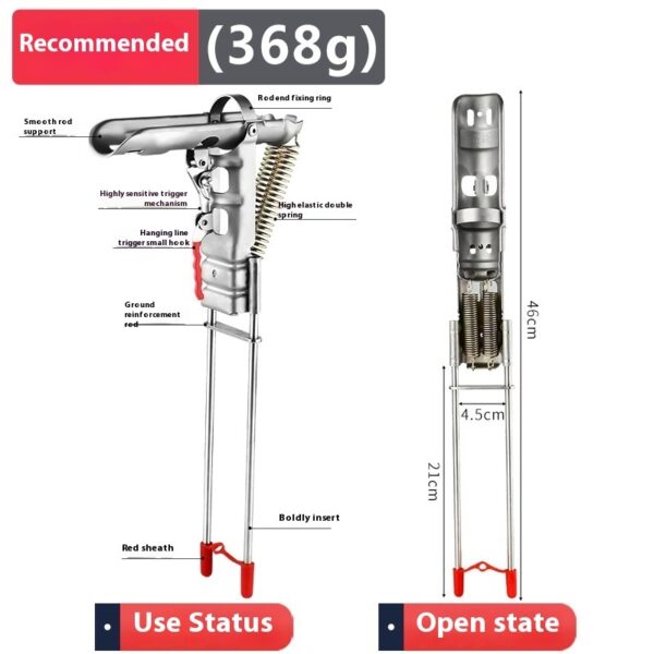 Fishing Rod Holder - Spring Tension, Stainless Steel, Folding - Image 4