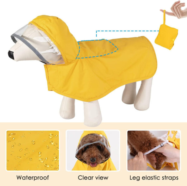 Soft Breathable Dog Rain Jacket with Clear Hood - Image 4