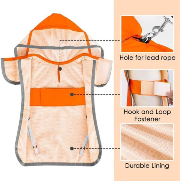 Soft Breathable Dog Rain Jacket with Clear Hood - Image 8
