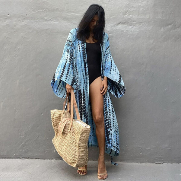 Printed Sexy Loose Sun Protection Bikini Blouse - Image 6