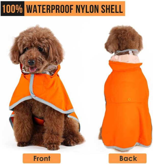 Soft Breathable Dog Rain Jacket with Clear Hood - Image 7
