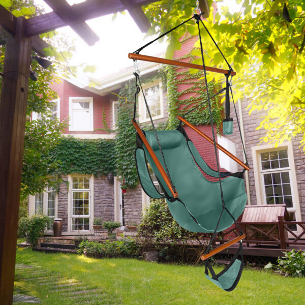 Lightweight Portable Hanging Sling Chair with Cupholder & Footrest - Image 8