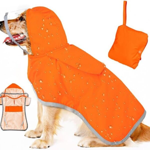 Soft Breathable Dog Rain Jacket with Clear Hood - Image 10