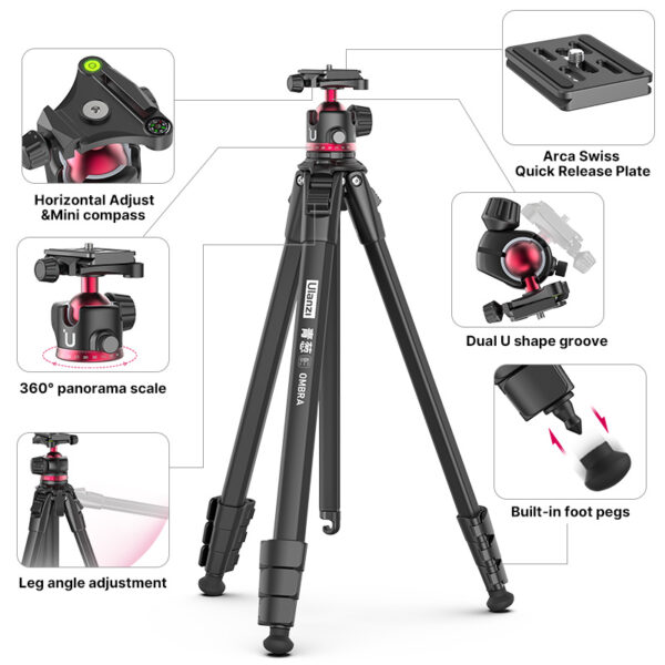 Ulanzi Ombra Ultralight Aluminum Alloy Travel Tripod - Image 2