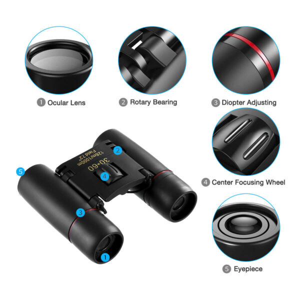 Compact FoldingTravel Binoculars 30x60 Zoom - Image 9