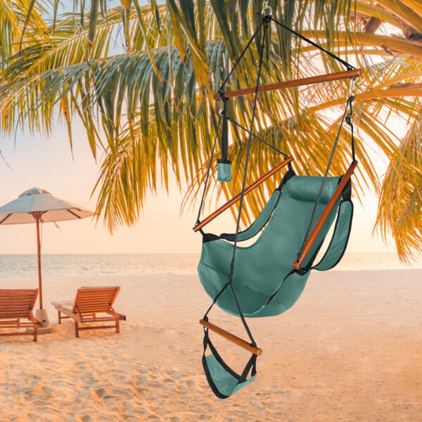 Lightweight Portable Hanging Sling Chair with Cupholder & Footrest - Image 7