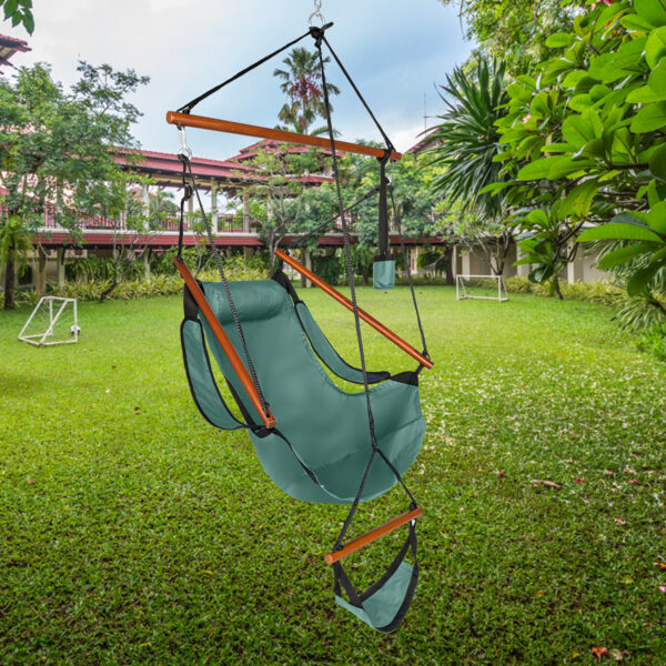 Lightweight Portable Hanging Sling Chair with Cupholder & Footrest