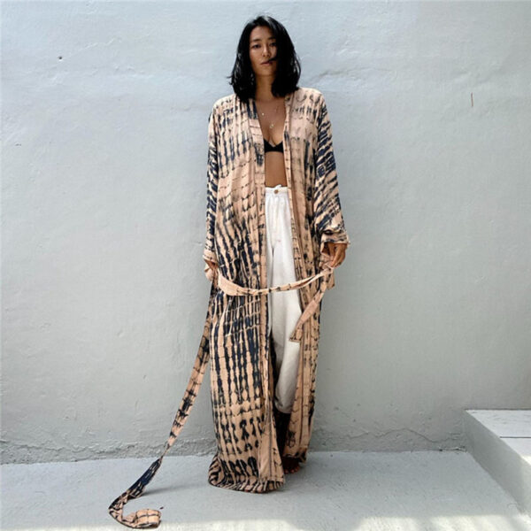 Printed Sexy Loose Sun Protection Bikini Blouse - Image 5