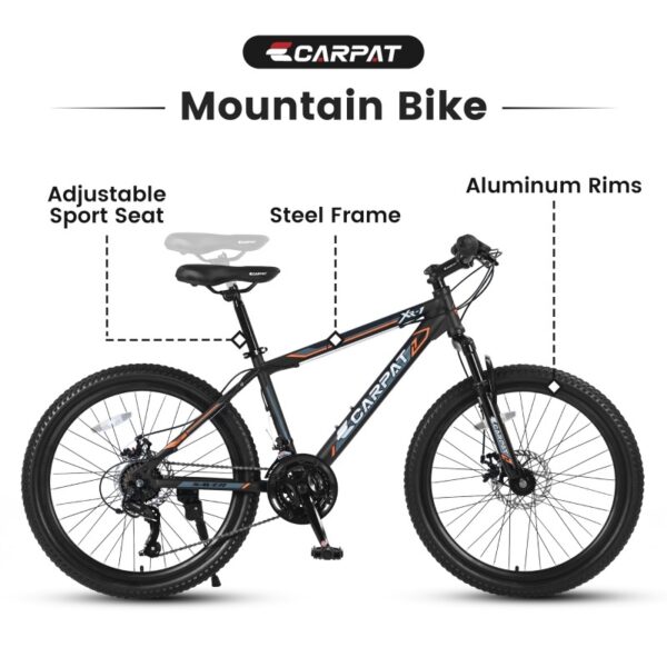 24 Inch Mountain Bike, Steel Frame, Shimano 21 Speed With Dual Disc Brakes And Front Suspension - Image 4