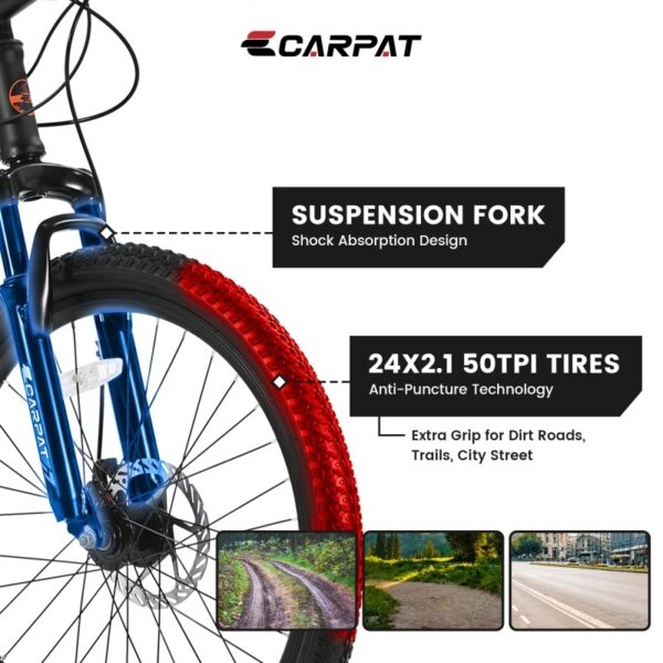 24 Inch Mountain Bike, Steel Frame, Shimano 21 Speed With Dual Disc Brakes And Front Suspension - Image 3