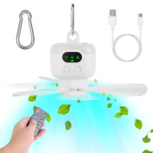 Rechargable Tent Ceiling Fan, with LED Light