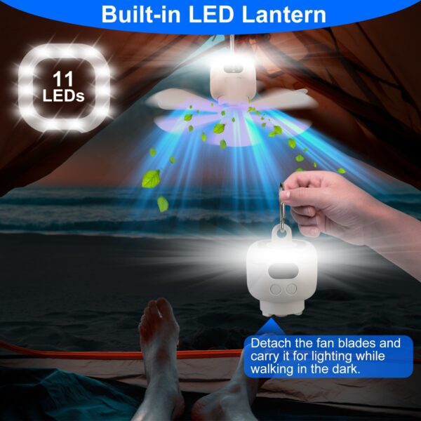 Rechargable Tent Ceiling Fan, with LED Light - Image 5