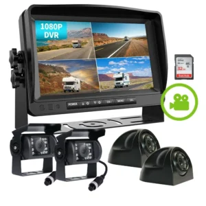 IPoster 360 Degree Viewing CCD Camera and 9in 1080P Quad Split Loop Recording Monitor for Campers