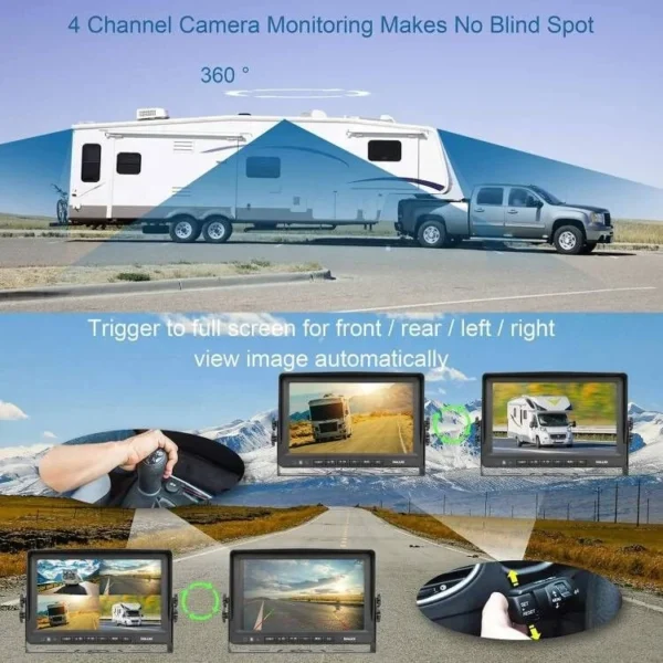 IPoster 360 Degree Viewing CCD Camera and 9in 1080P Quad Split Loop Recording Monitor for Campers - Image 7
