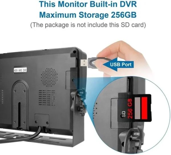 IPoster 360 Degree Viewing CCD Camera and 9in 1080P Quad Split Loop Recording Monitor for Campers - Image 6
