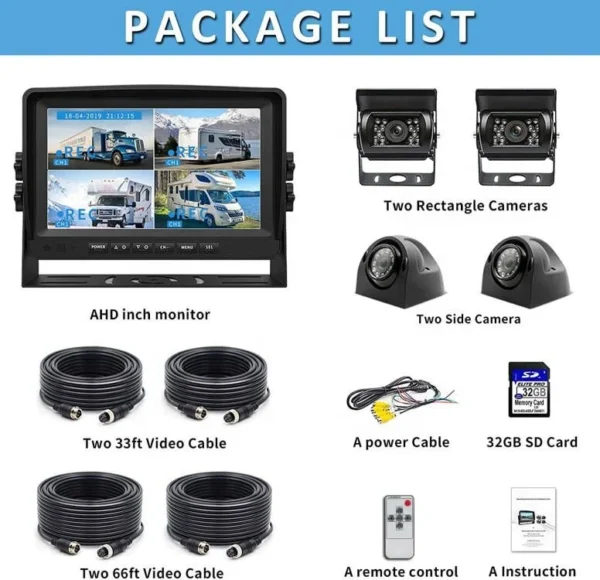 IPoster 360 Degree Viewing CCD Camera and 9in 1080P Quad Split Loop Recording Monitor for Campers - Image 3