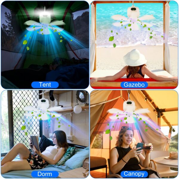 Rechargable Tent Ceiling Fan, with LED Light - Image 8