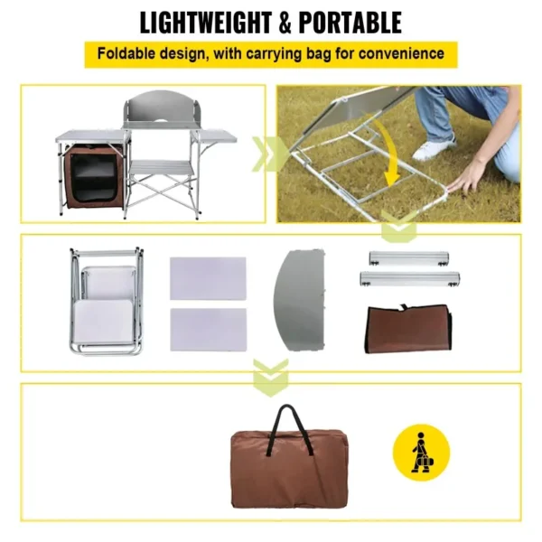 Camping Kitchen Station, Foldable Portable Prep and Cook Station - Image 5