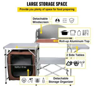 Camping Kitchen Station, Foldable Portable Prep and Cook Station