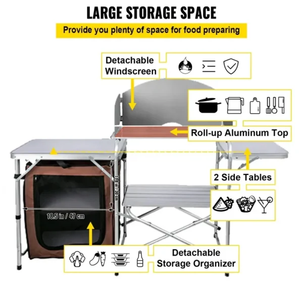 Camping Kitchen Station, Foldable Portable Prep and Cook Station