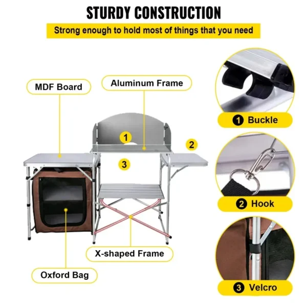 Camping Kitchen Station, Foldable Portable Prep and Cook Station - Image 3