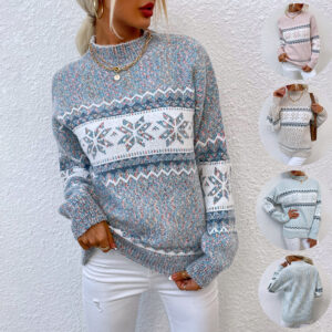 Half Turtleneck Snowflake Women's Sweater
