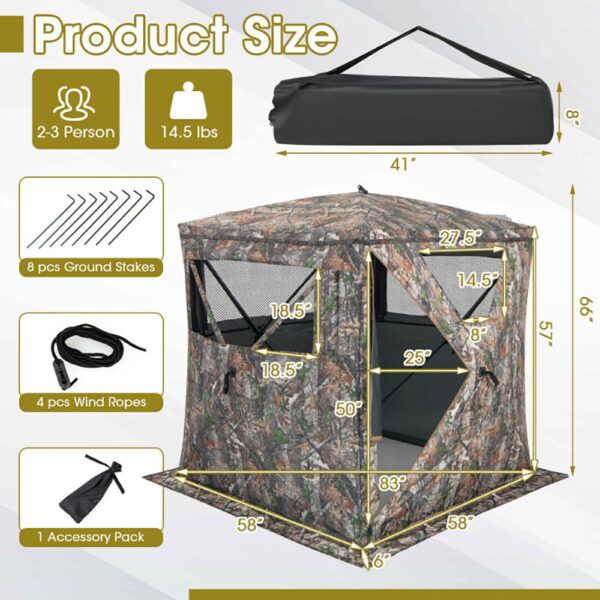 Portable Hunting Blind, 2-3 Person - Image 5