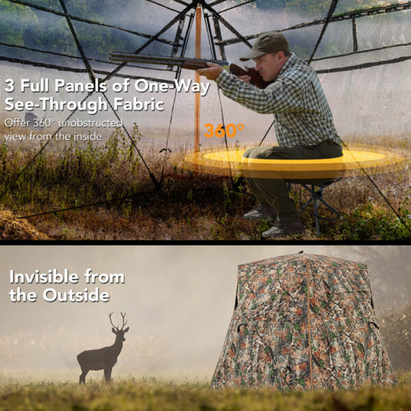 360 Degrees One Way See Through Ground Hunting Blind - Image 9