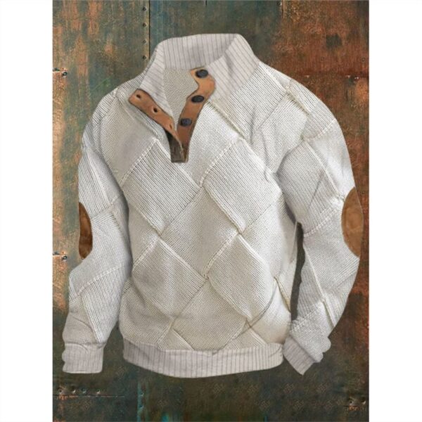 Henry Collar Winter Christmas Style Sweater for Men - Image 3
