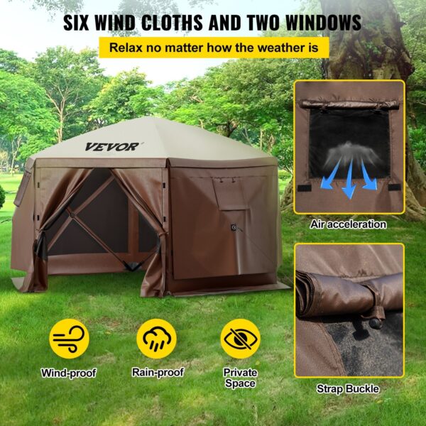 VEVOR Camping Gazebo Tent, 6 Sided Pop-up Canopy Screen Tent - Image 4