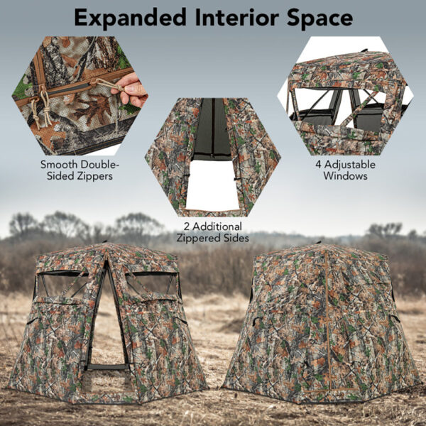 360 Degrees One Way See Through Ground Hunting Blind - Image 8