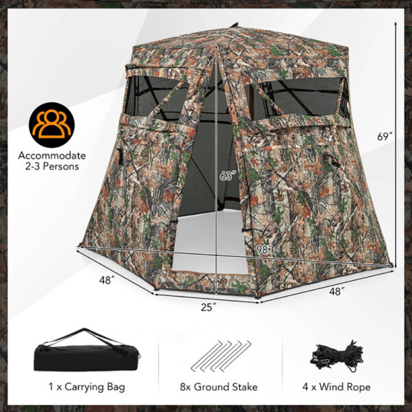 360 Degrees One Way See Through Ground Hunting Blind - Image 6