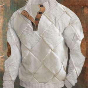 Henry Collar Winter Christmas Style Sweater for Men
